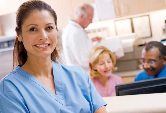 A medical assistant enjoying the benefits of being a medical assistant