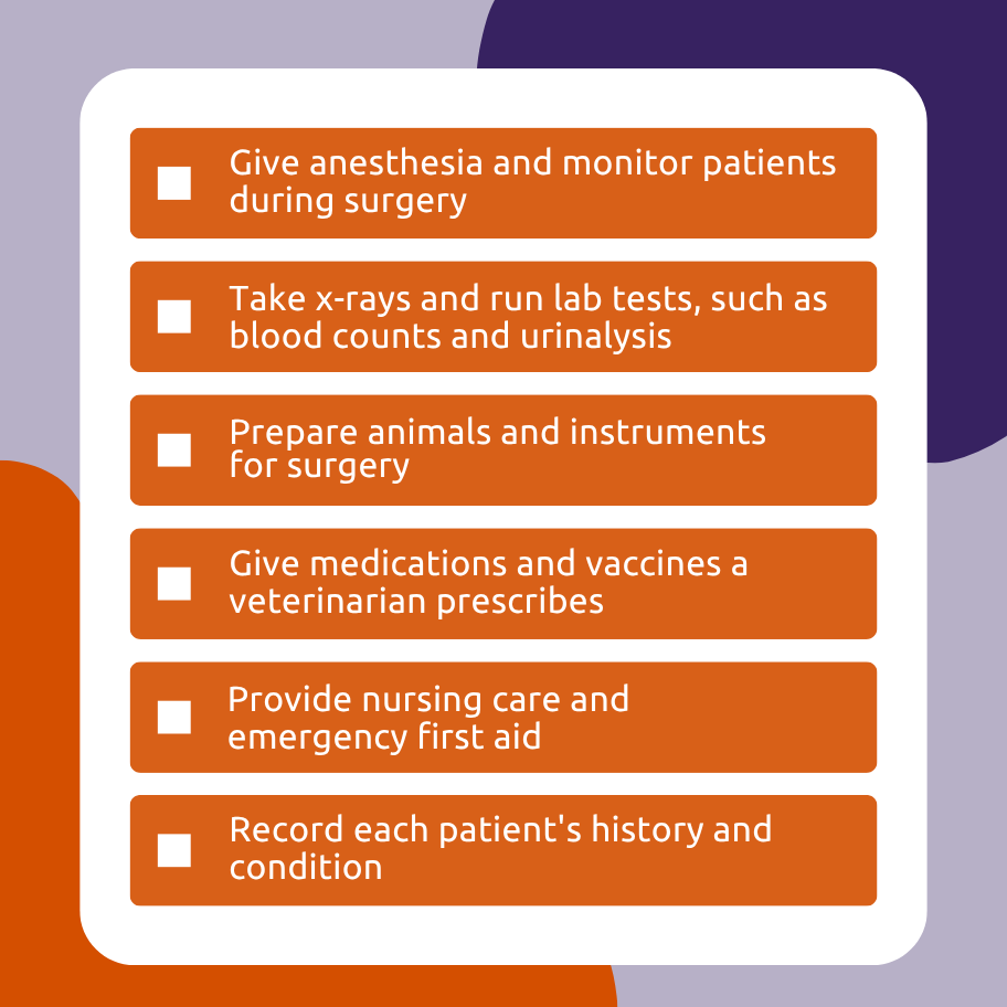 Checklist of veterinary technician duties